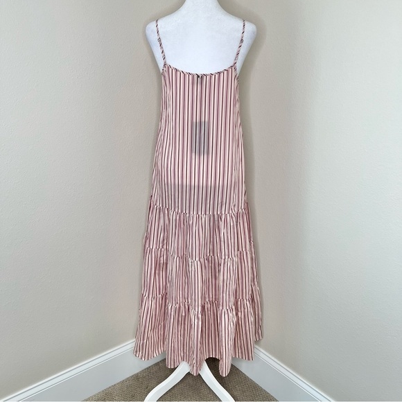 BOSS Datecara White Pink Striped Sleeveless V-Neck Midi Dress Sundress Sz 4 NWT - Picture 8 of 16